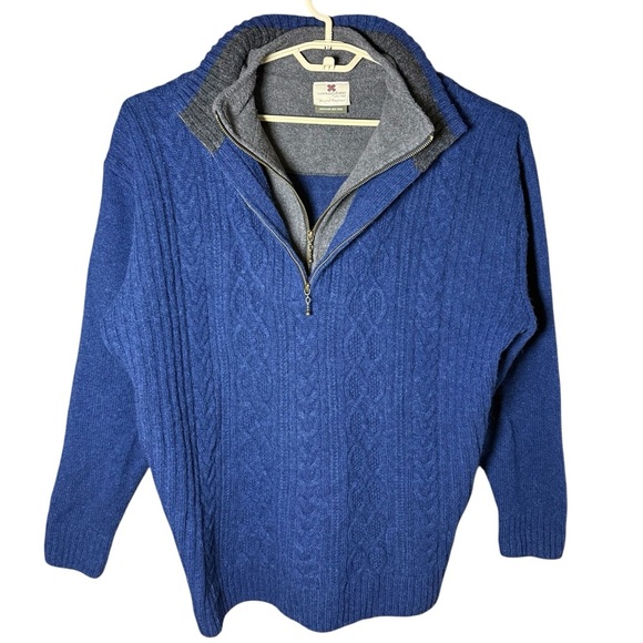 Carraig Donn Ireland Sweater Men’s XXL Cable Knit Fisherman Wool With Fleece - Picture 2 of 8